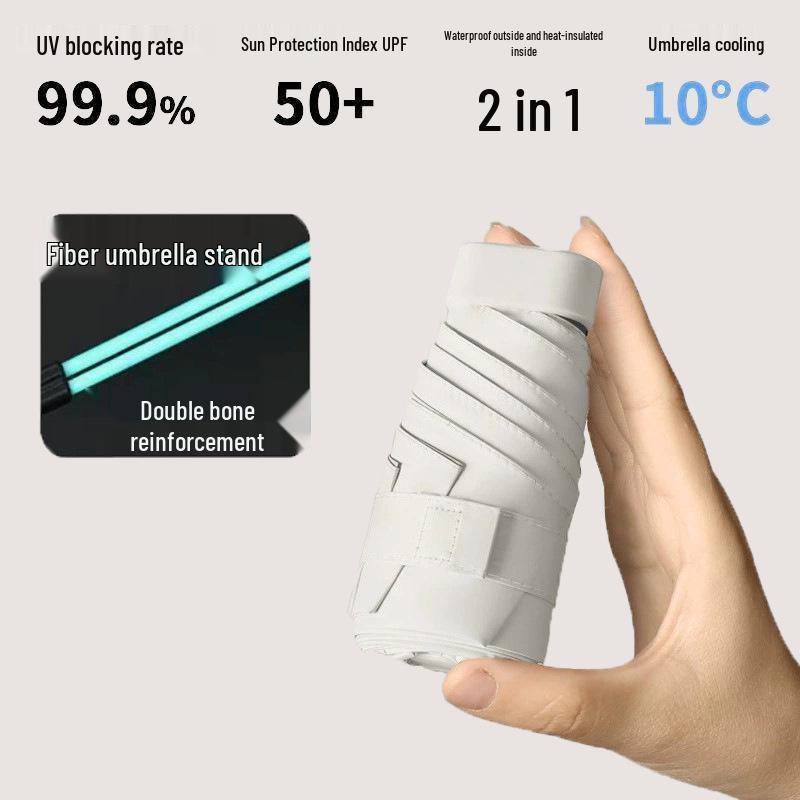 Parapluie Compact Double Usage Pluie & Soleil - Mini Parasol Portable pour Femmes, Imperméable, Crème Solaire