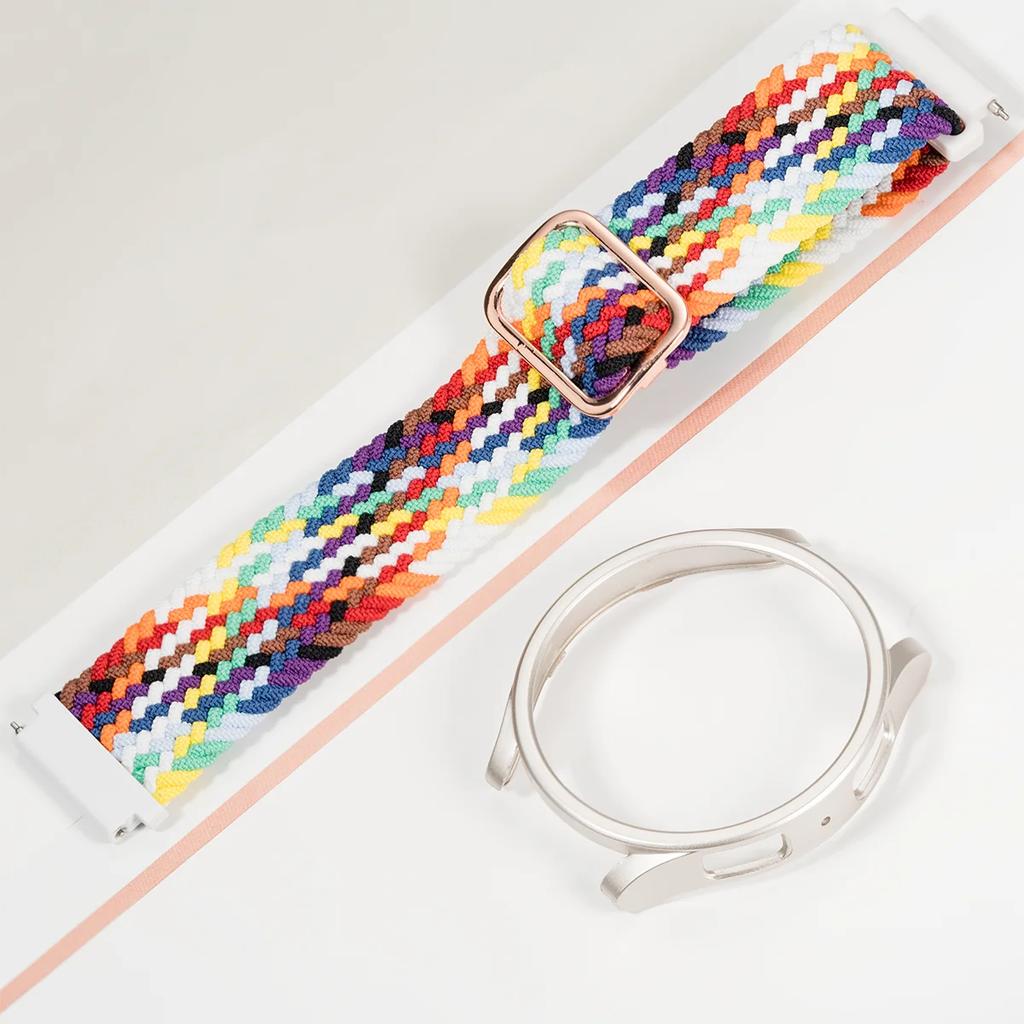 Nylon Band+Case for Samsung Galaxy Watch 7 6 5 4 40/44mm Strap Braided Bracelet PC Bumper Protector Cover SmartWatch Accessories