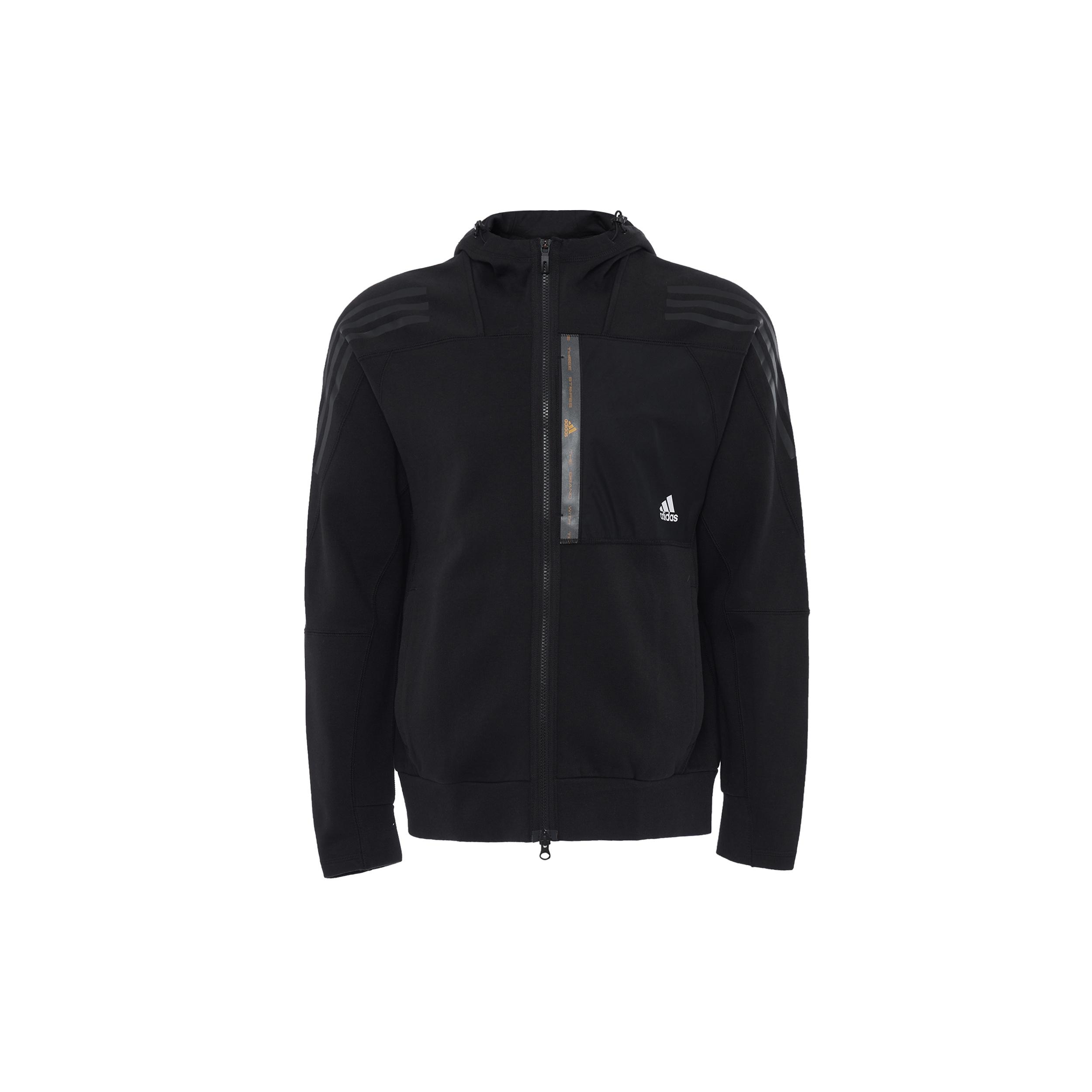 adidas Solid Color Knit Hooded Jacket Black Men s HE7404 S