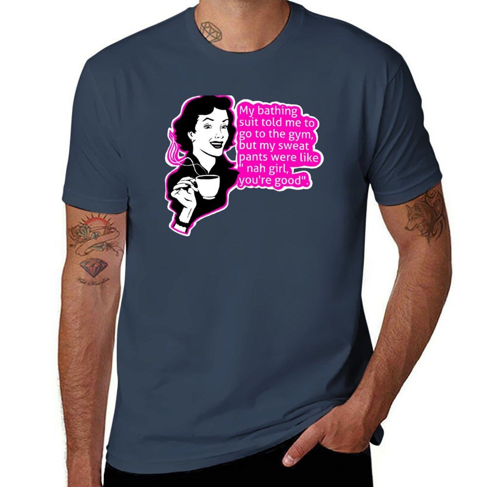 Fitness girl funny TShirt Casual Trendy Streetwear Tee Shirt S