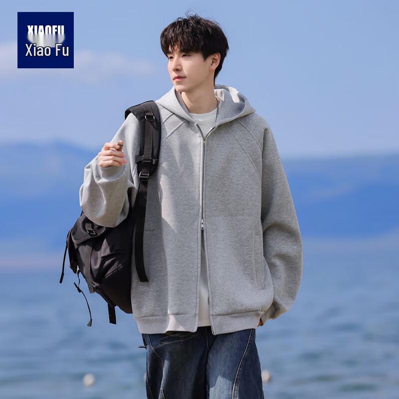 Xiaofu Men's Casual Zip-Up Hooded Sweatshirt