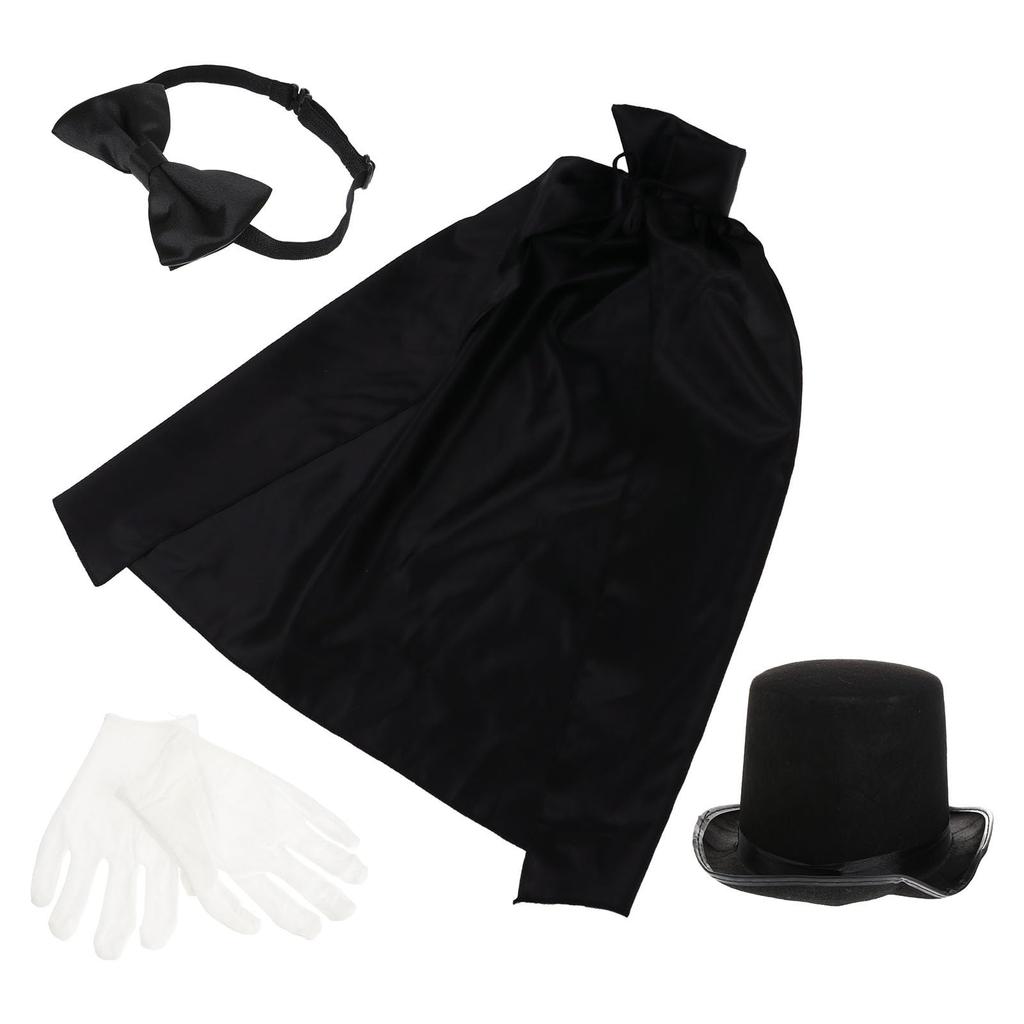 Alasum Kids' 4-Piece Magician Costume Set, Includes Top Hat, Bow Tie, Cape, and Gloves, Prop Suit, and Magic Supplies, Perfect as a Birthday Gift