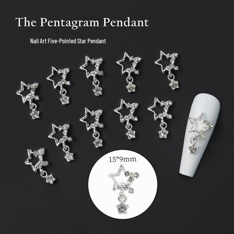 Gold & Silver Alloy Star Pendant Nail Art Accessory