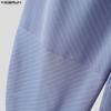 INCERUN Summer Men Zipper Waist Casual Striped Long Pants Trousers
