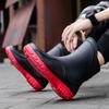 Trendy and fashionable men's rain shoes waterproof and non-slip fishing rain boots thick-soled wear-resistant and warm car wash water shoes