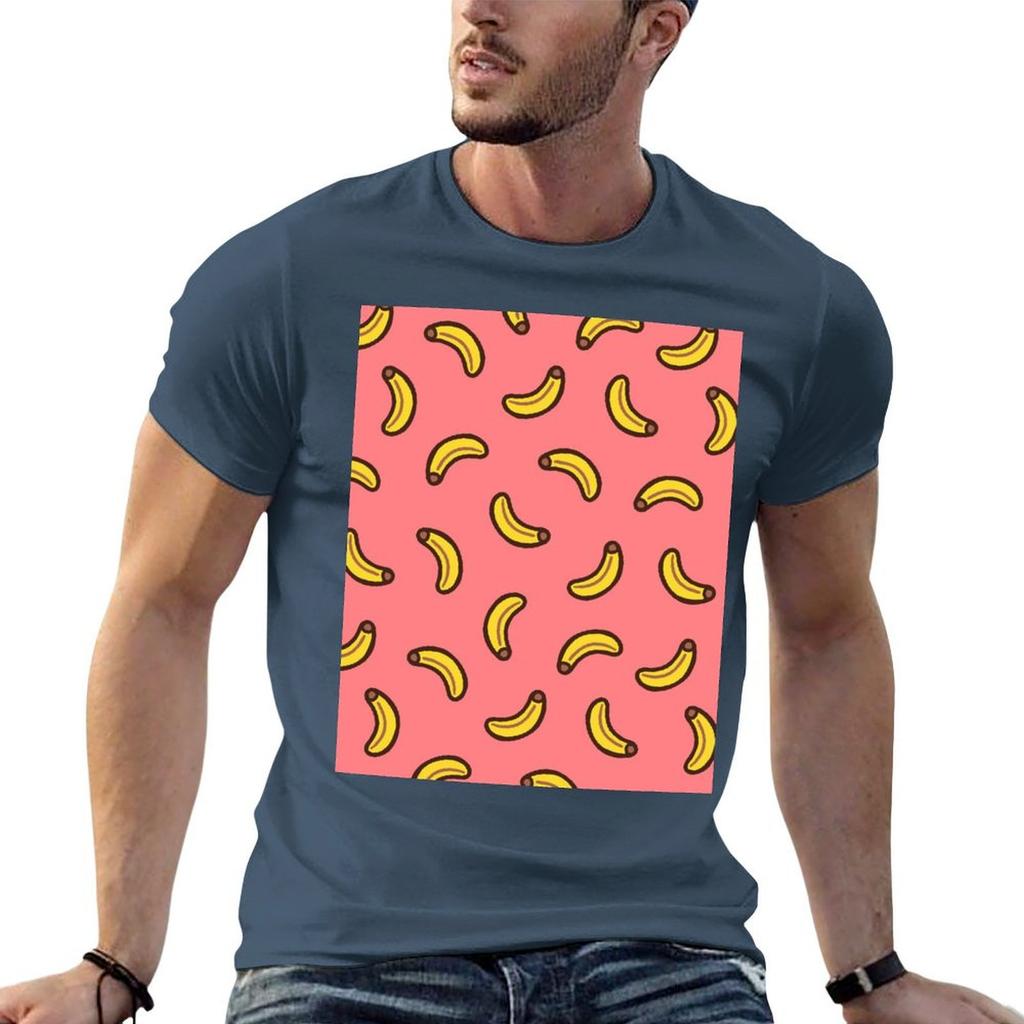 Bananas On Pink Pattern TShirt Casual Minimalist Short Sleeve Top