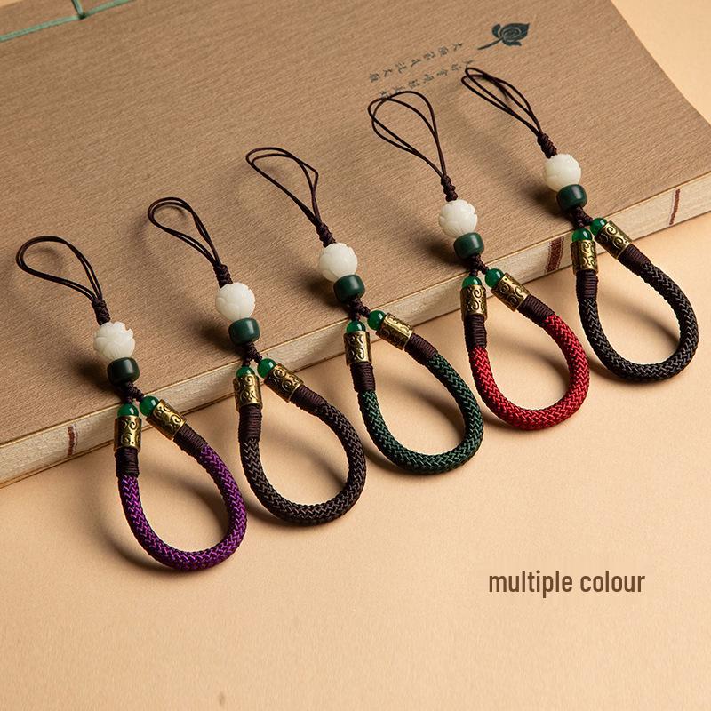 Sturdy Anti-Drop Bodhi Lotus Phone Lanyard with Finger Ring & USB Flash Drive Pendant - Universal for Men & Women