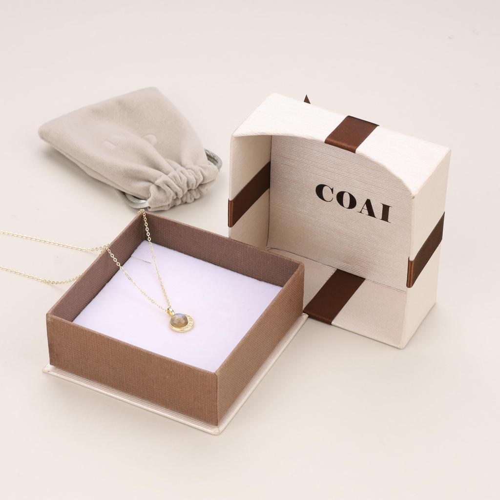 14K Gold Plated Labradorite Moon Power Stone Necklace for Women [Coai]