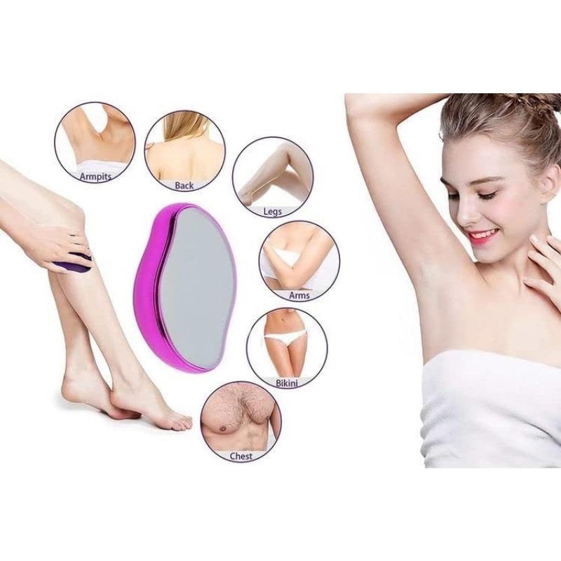 Crystal Hair Eraser - Removedor de pelos indolor para mulheres e homens, braços, pernas e costas, esfoliação suave portátil, reutilizável e lavável