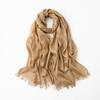 Women's Silk Scarf: Pure Color Long Headscarf with Gold and Silver Threads