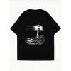 White Oversized T-Shirt With Lighthouse Print For Casual Wear