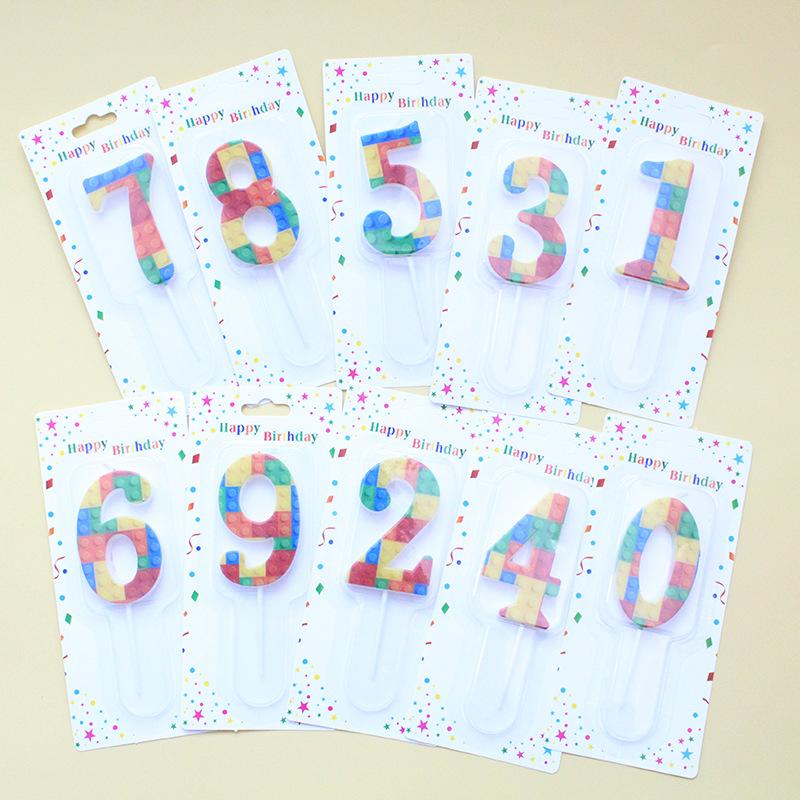 New Building Blocks Number 0-9 Birthday Cake Candle Lego Cartoon Theme Decoration