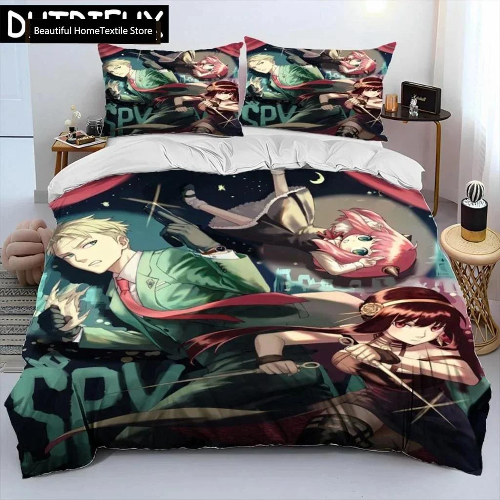Japan Anime SPY×FAMILY Cartoon Comforter Bedding Set,Duvet Cover Bed Set Quilt Cover Pillowcase,king Queen Size Bedding Set Boys