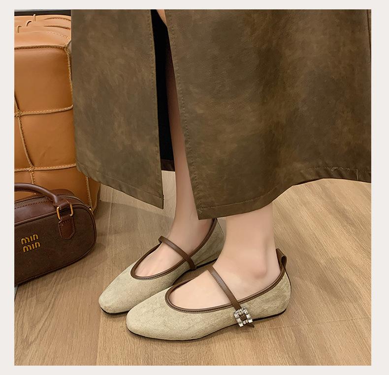 2026 News Fashion Women Flats Shoes Genuine Leather Spring Ballet Round Toe Casual Pumps Metal Buckle Shoes Woman