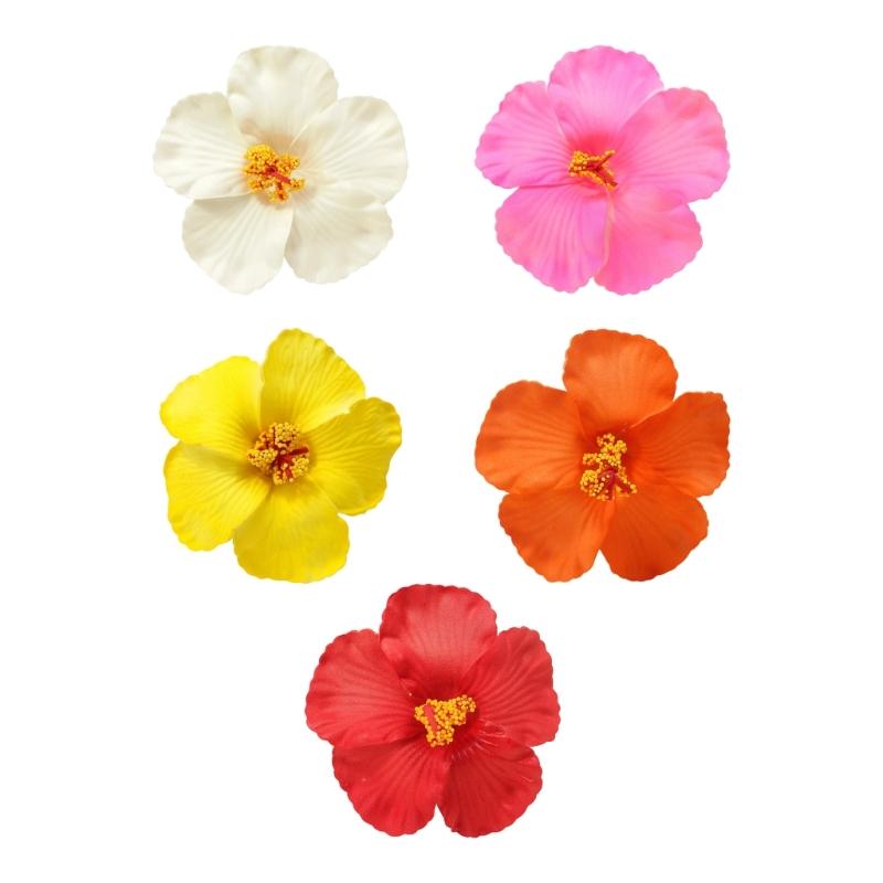 5 Pieces Tropical Flower Hair Clip for Women Girls Lightweight Comfortable Hair Ornament Secure Grip Cloth Fabric