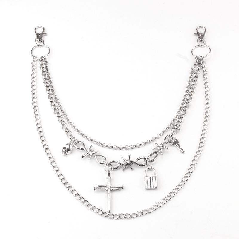 Unisex Punk Hip-Hop Multi-Layer Padlock Waist Chain