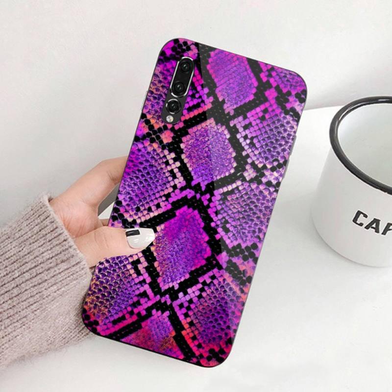 Pouzdro na telefon Snake Skin pro Huawei P50 P40 P30 P20 Pro Mate 40 30 20 Pro Nova 9 8 7 PC Skleněný kryt telefonu