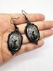 1pair Crow & Twig Vintage Black Lace Earrings For Halloween, Gothic Black Crow Earrings