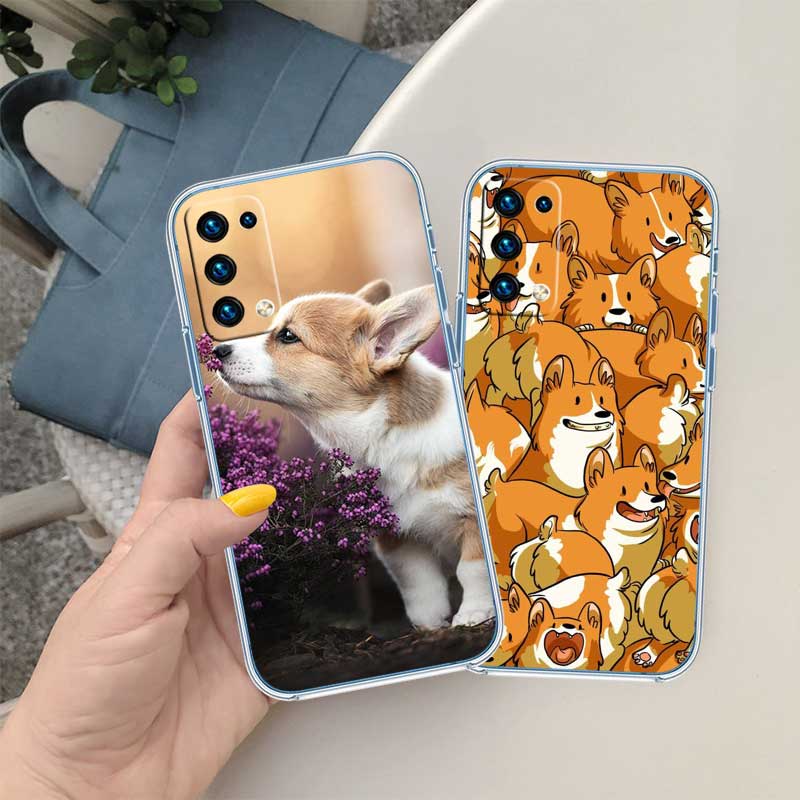 RE20 Niedlicher Corgi Hund Transparente Handyhülle für Motorola Moto G7 G8 G9 G84 G85 G73 G24 G15 Z2 Play Power Plus