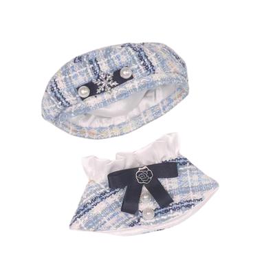 S.T.S.G Plush Doll with Interchangeable Clothes, Cute, Fits 10cm Dolls, Includes Hat and Poncho, Dress-Up Set (Light Blue)
