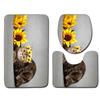 3D Kitten Bathroom Toilet Three-Piece Floor Mat Doormat Bathroom Carpet