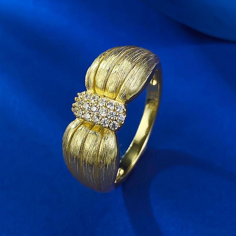 

Xiancan Позолоченное серебро 925 пробы кольцо с бантом: Стильный матовый дизайн Size 9