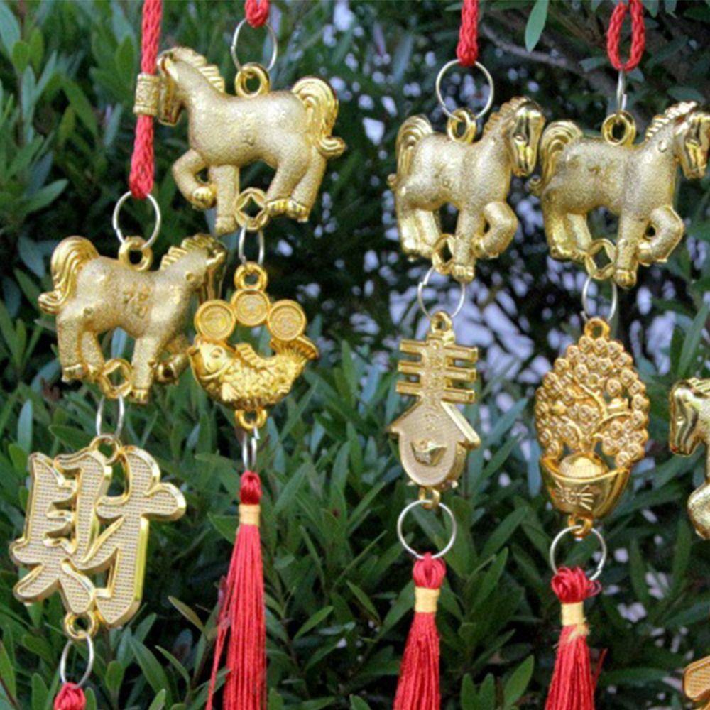 Red Gold Color Spring Festival Pendant Plastic Spring Festival Bonsai Pendant  Outdoor Decor