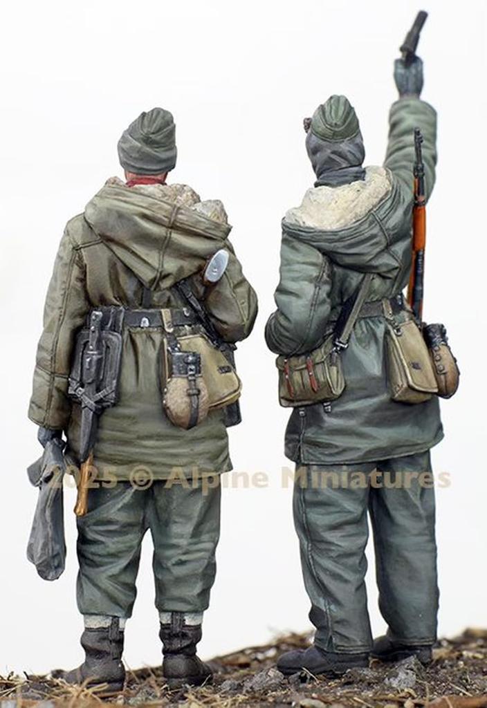 Alpine Miniatures WW2 Německý Waffen SS Panzer Grenadier Bojová sada Charkov 2 figurky Resinová stavebnice AM35326 1/35 (Člověk)