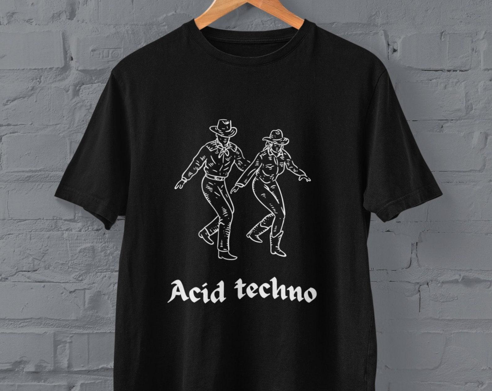 Acid Techno Cowboy Shirt, Gift For Dj, Techno Lover Gifts, Acid House shirt, Clubbing T-shirt, Funny Dance music Gift,Rave Clothing,DJ Shirt 4XL