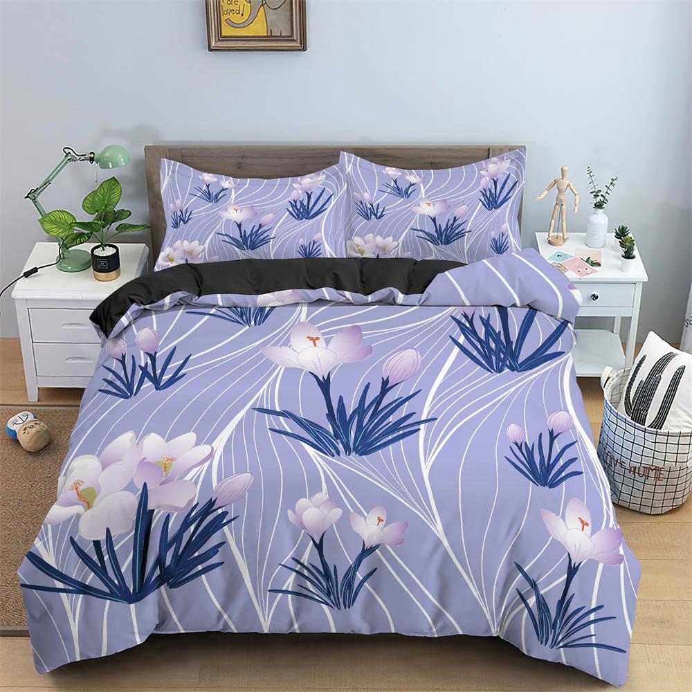Watercolor Flowers King Queen Duvet Cover Colorful Blooming Floral Bedding Set For Teen Adult Plant 2/3pcs Polyester Quilt Cover