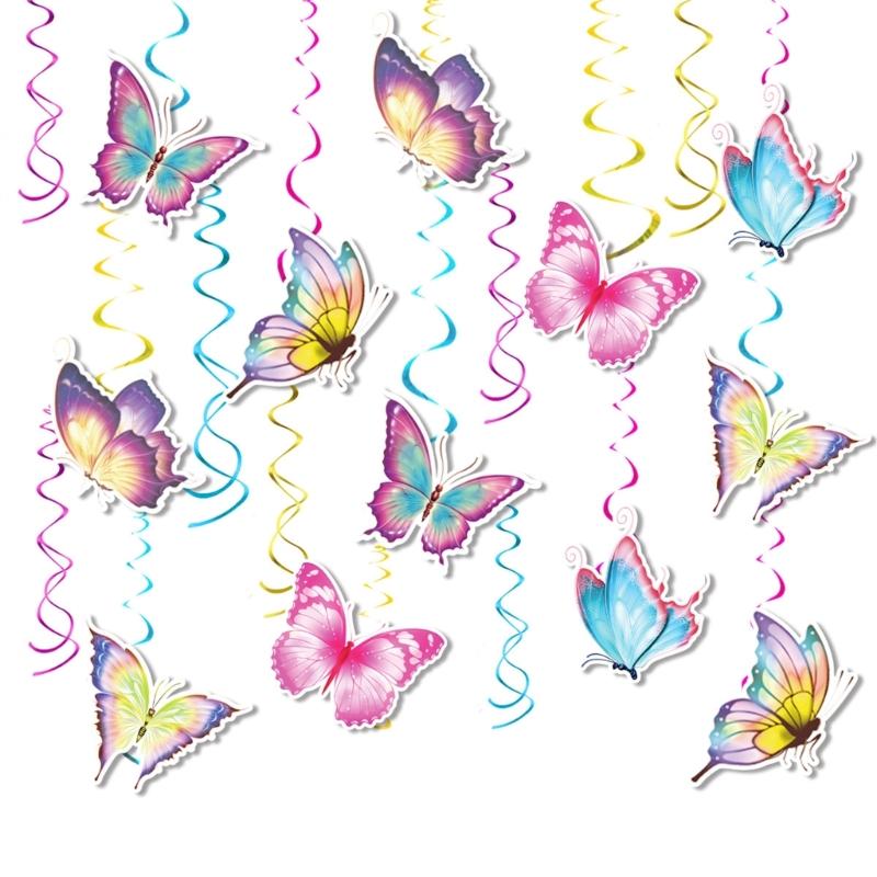 Colorful Butterfly Party Decorations Birthday Banner and Hangings Whirls Eye Catching Birthdays Parties Accessories