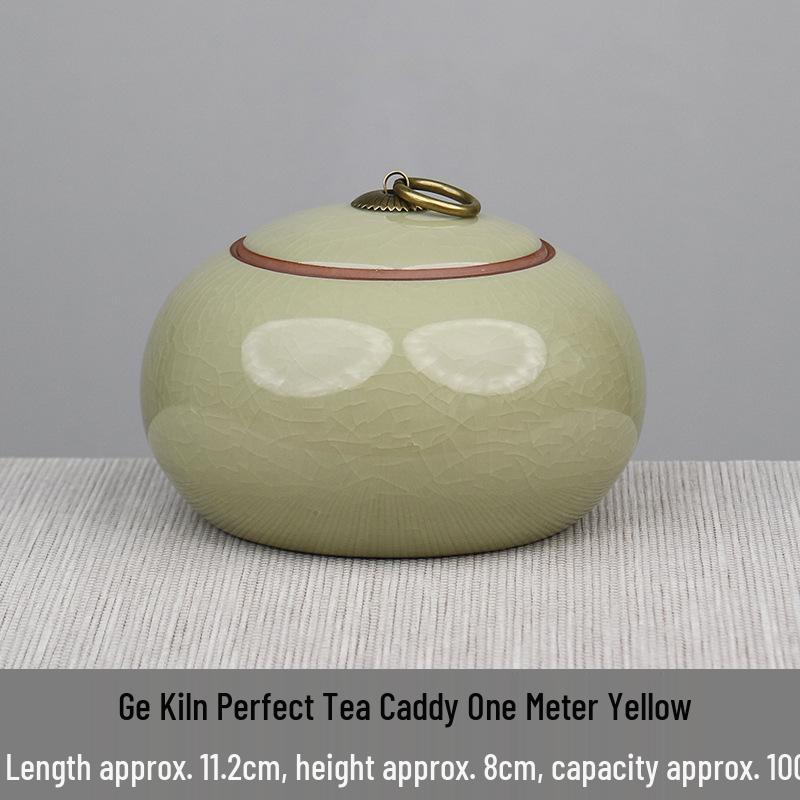 Ge Kiln Ceramic Tea Storage Jar: Chinese Style Sealed Can for Dried Fruit, Flower, and Tea Leaves.