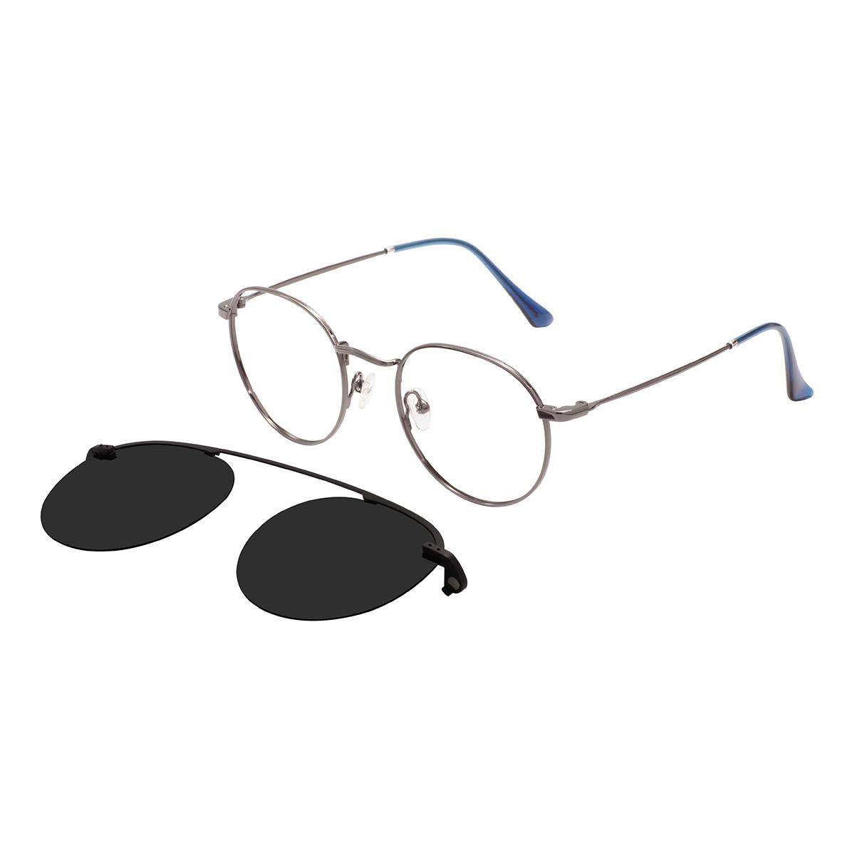 

Stylish Men And Women Spectacle Metal Round Medium Size Glasses Frames With Polarized Magnetic Clip On For Prescription Lenses