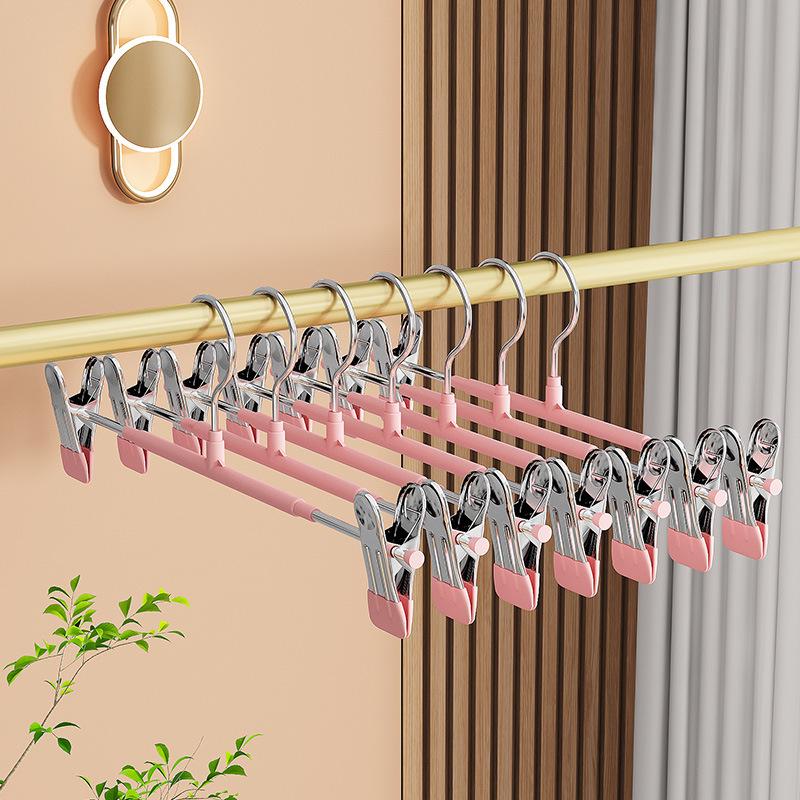 Stainless Steel Non-Slip Clip Hanger for Pants and Skirts - Traceless Plastic Dipped Storage Solution