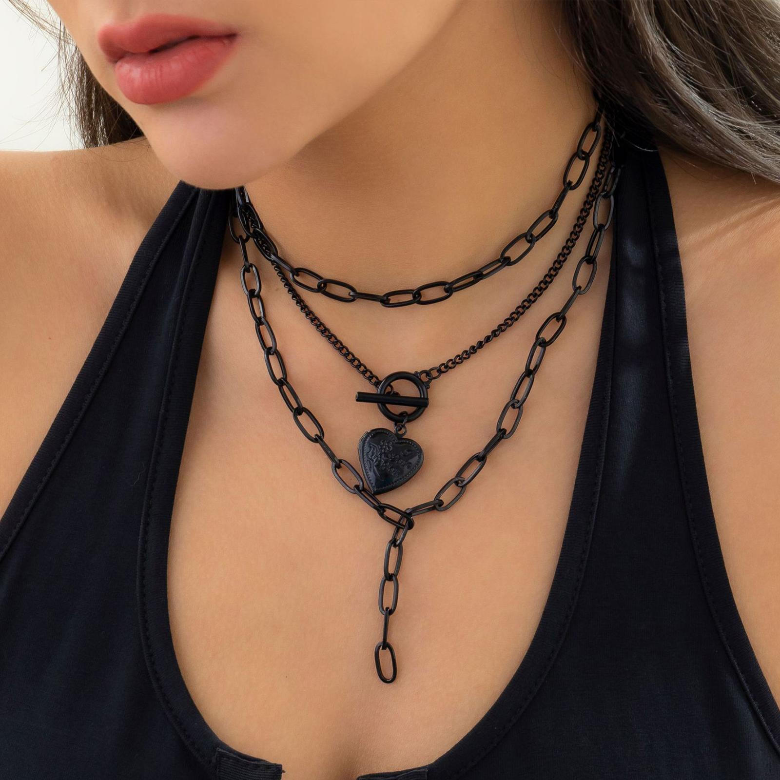 Многослойное ожерелье, цепочка для layering, чокер для девушки Heart