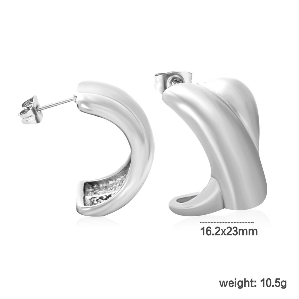 Women's Niche Stainless Steel Two-tone Earrings, Vreative Jewelry, High-end INS Style New Uique Design, Waterproof Gift Jewelry