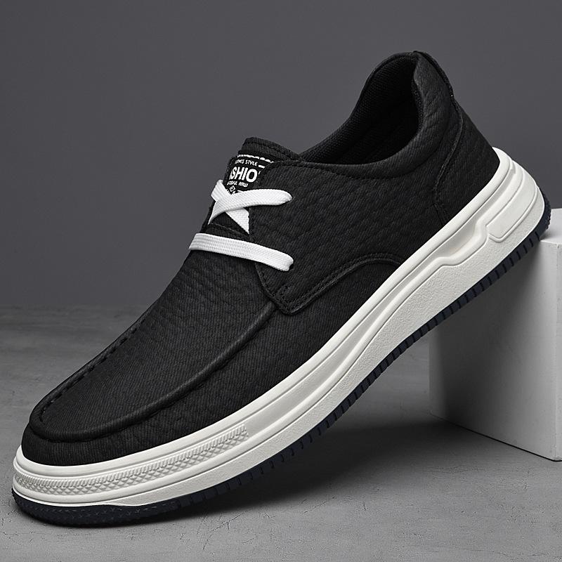 

New summer breathable leather shoes men s retro tooling shoes low-top casual strap board shoes canvas breathable leather shoes tide 44 чёрный