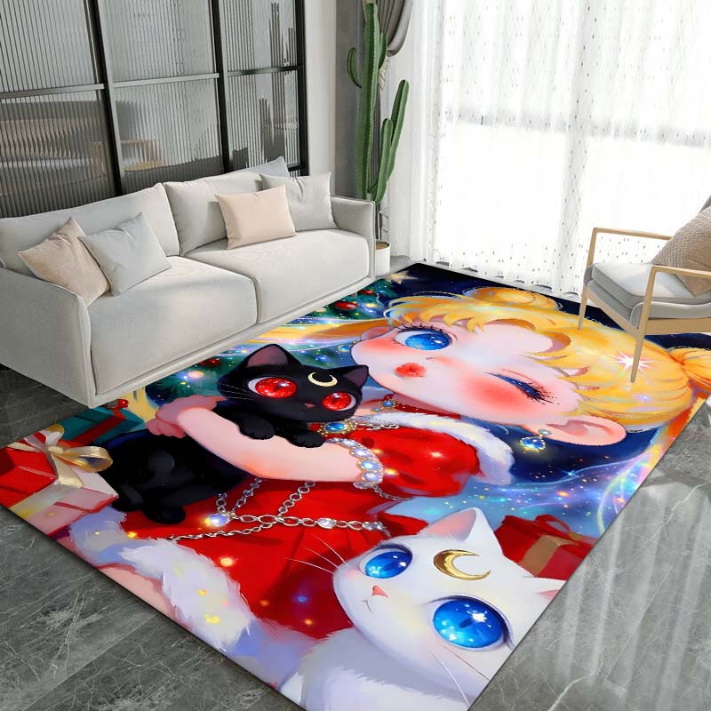 Schöne Kriegerin Sailor Moon 3D Teppich, Geeignet für Wohnzimmer, Schlafzimmer und andere Heimdekoration, Rutschfeste Fußmatte und Geschenkwahl.