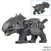 1pcs Medieval Knight light gray Wolf Widen the seat Animal Decorative Toy Moc Building Block