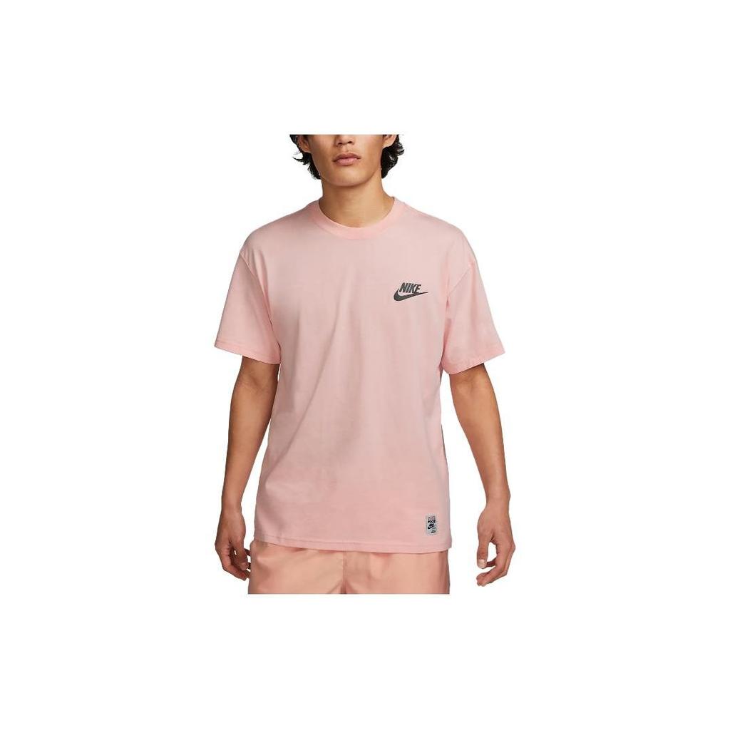 Nike T Shirts Men's Pink Crew Neck Moderate Straight Fit FB9806-686
