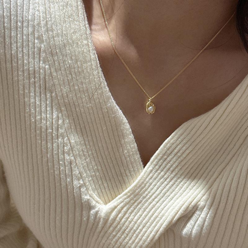 S925 Sterling Silver Pearl Pea Necklace - Korean INS Style, Fashionable & Simple Clavicle Chain