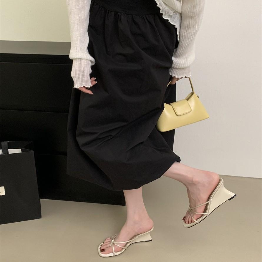 French temperament thin heel cool slippers fairy shoes 2025 new summer fashion black high heel sandals