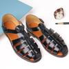 2024 2024 Summer Men Rome Sandals Soft PU Leather Shoes Anti Slip Hollow Out Casual Male Sandals Comfortable Business Shoes for Men
