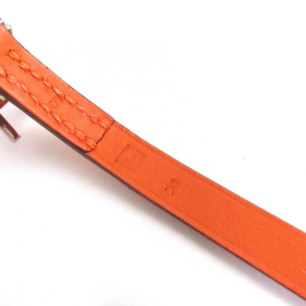 HERMES bracelet Appi 3 H logo leather bracelet, 3 rows Orange leather Women Used