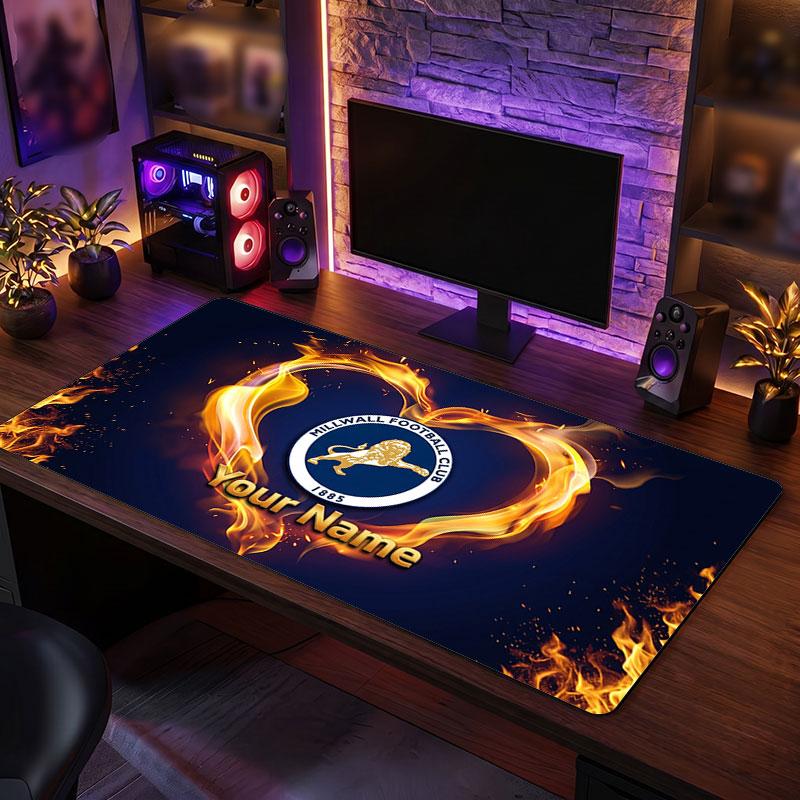 Monaco FC Custom Large Mouse Pad, Personalized Name Text Print, Football Logo Non‑Slip Desk Mat Gaming Gift
