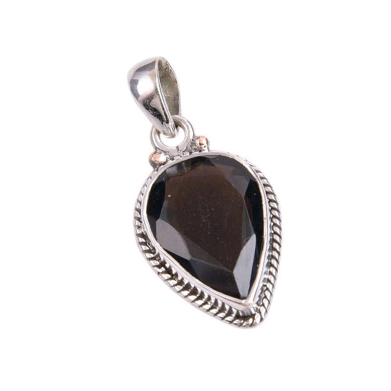 Natural Smoky Quartz Gemstone Handmade 925 Solid Silver Gift Pendant 1.25" V7W41