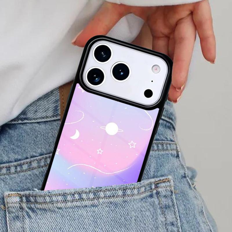 Moon Stars Pastel Phone Case for iPhone 17ProMax 12 13 14 15 16e 17 Pro Max Plus Air Cover
