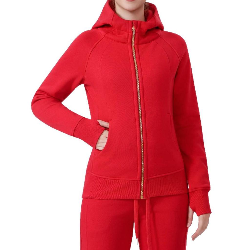 Women's Scuba Slim-fit Full Zip Fleece-lined Hooded Sweatshirt for Casual Sport & Yoga