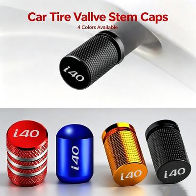Aluminum Car Tire Valve Stem Caps For Hyundai I40 Logo Auto Wheel Air Valve Waterproof Dustproof Tyre Decoration Covers 4Pcs Tire Chucks 1