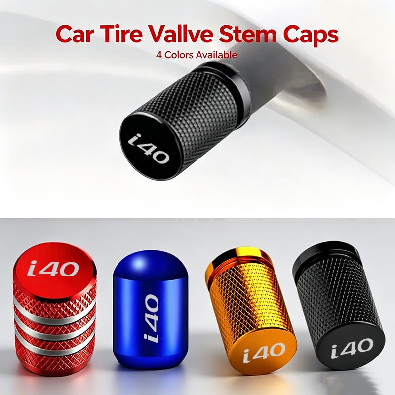 Aluminum Car Tire Valve Stem Caps For Hyundai I40 Logo Auto Wheel Air Valve Waterproof Dustproof Tyre Decoration Covers 4Pcs Tire Chucks 1